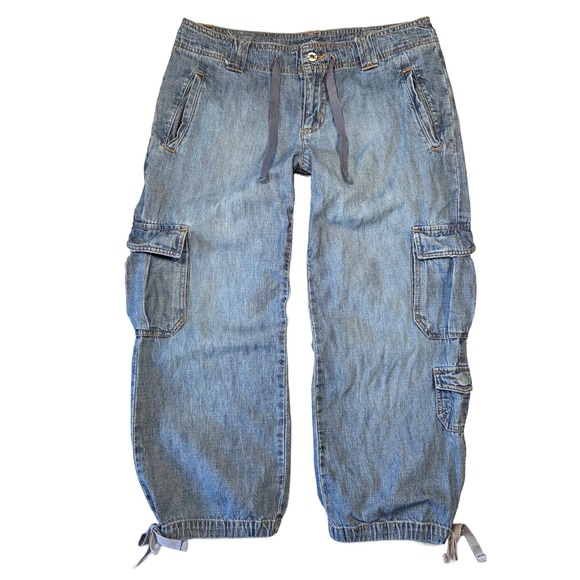 Tommy Jeans Capri Pant Women Y2K Low Rise Cargo Baggy Preppy Bratz 2000s Utility - Picture 1 of 8